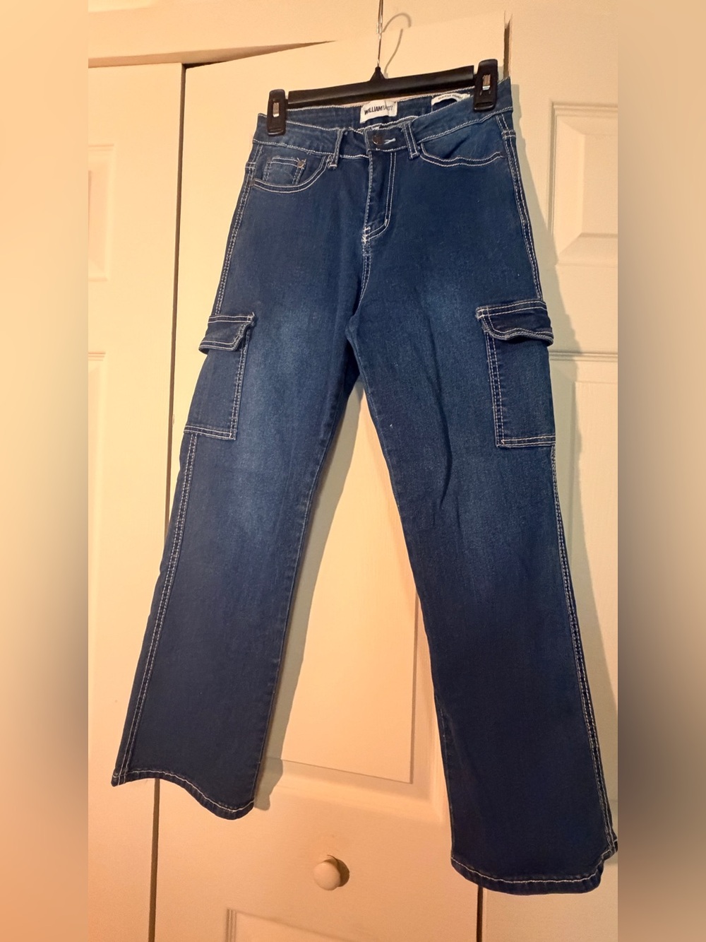 William Rast Men’s Straight Cargo Jeans in Dark Blue